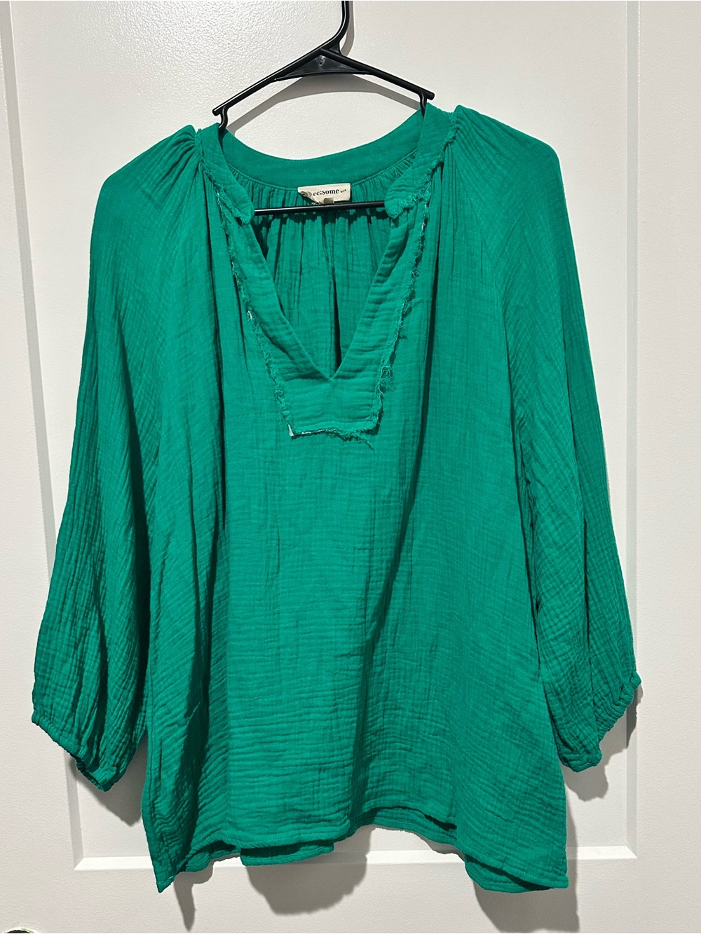 Eesome brand Emerald Green Gauze Peasant Top